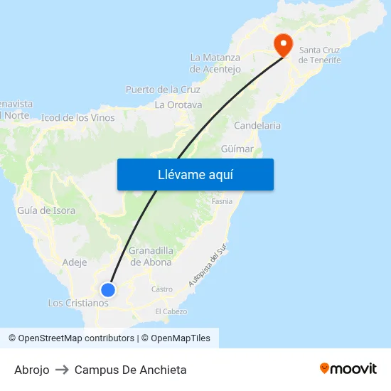Abrojo to Campus De Anchieta map