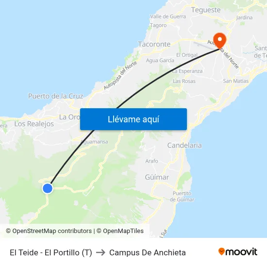 El Teide - El Portillo (T) to Campus De Anchieta map