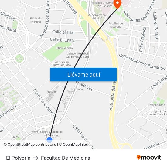 El Polvorín to Facultad De Medicina map