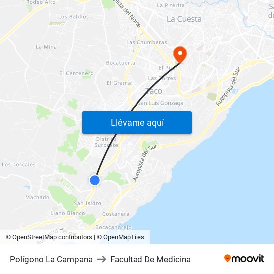 Polígono La Campana to Facultad De Medicina map