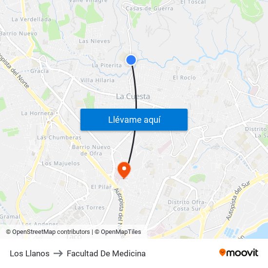 Los Llanos to Facultad De Medicina map