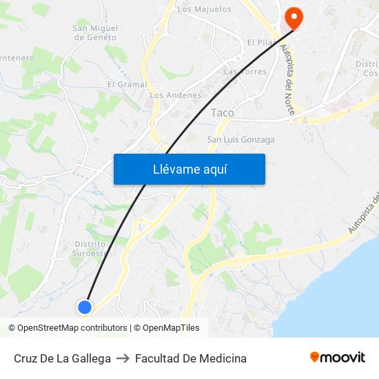 Cruz De La Gallega to Facultad De Medicina map