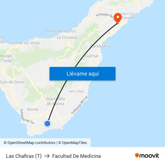 Las Chafiras (T) to Facultad De Medicina map