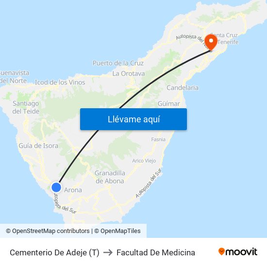 Cementerio De Adeje (T) to Facultad De Medicina map