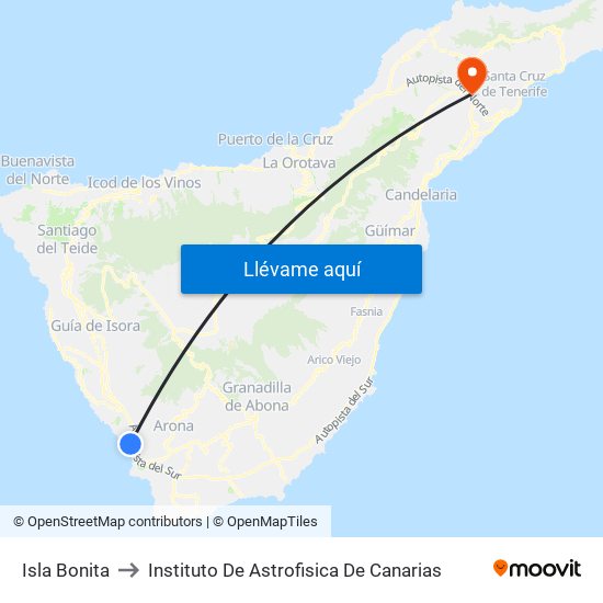 Isla Bonita to Instituto De Astrofisica De Canarias map