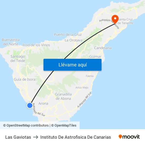 Las Gaviotas to Instituto De Astrofisica De Canarias map