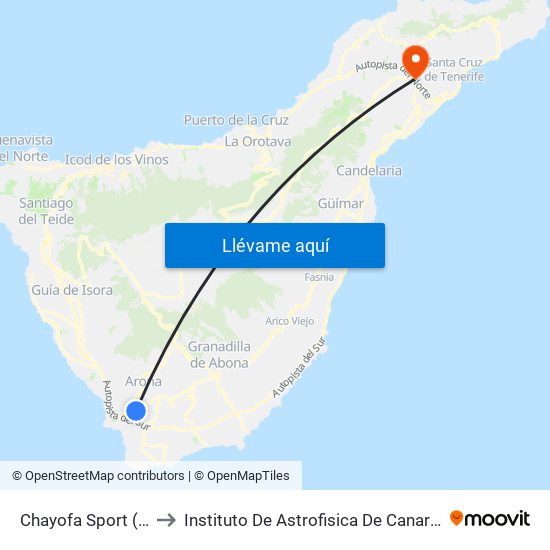 Chayofa Sport (T) to Instituto De Astrofisica De Canarias map