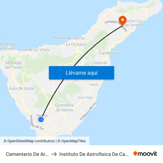Cementerio De Arona to Instituto De Astrofisica De Canarias map
