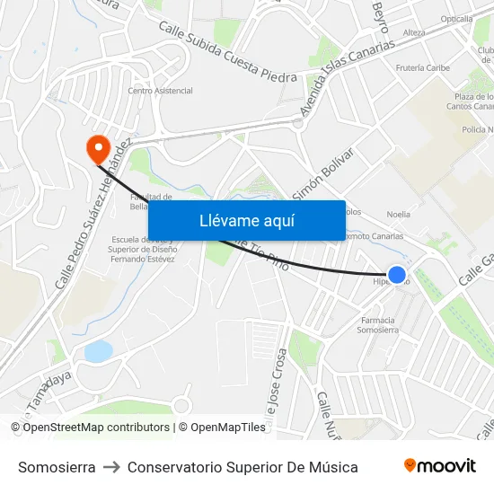 Somosierra to Conservatorio Superior De Música map