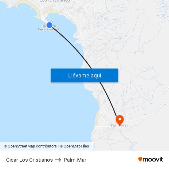 Cicar Los Cristianos to Palm-Mar map