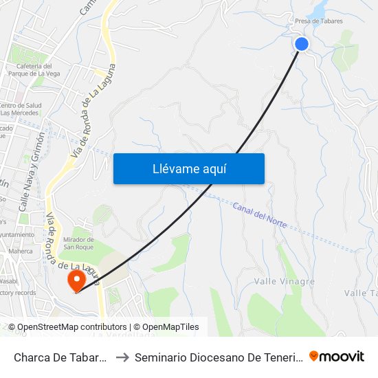 Charca De Tabares to Seminario Diocesano De Tenerife map