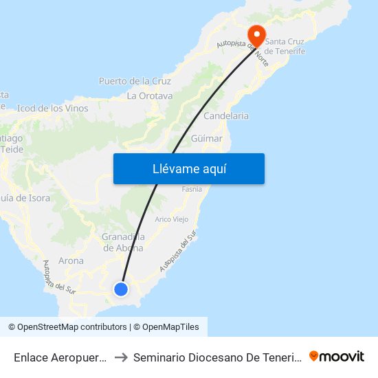 Enlace Aeropuerto to Seminario Diocesano De Tenerife map