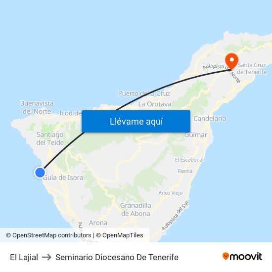 El Lajial to Seminario Diocesano De Tenerife map