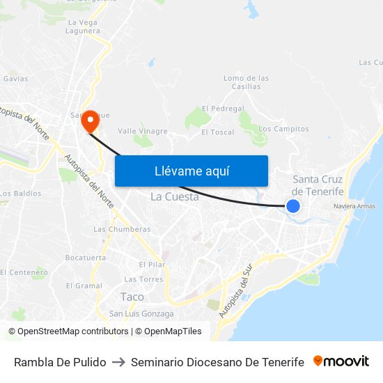 Rambla De Pulido to Seminario Diocesano De Tenerife map