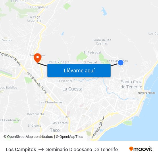 Los Campitos to Seminario Diocesano De Tenerife map