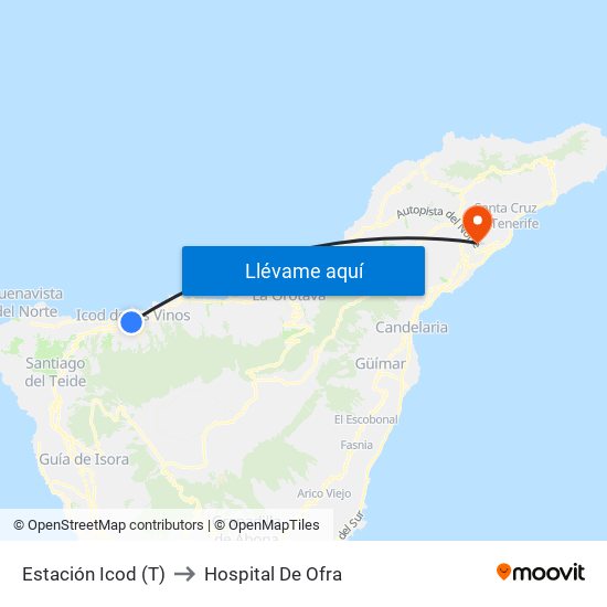 Estación Icod (T) to Hospital De Ofra map