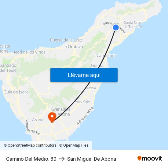 Camino Del Medio, 80 to San Miguel De Abona map