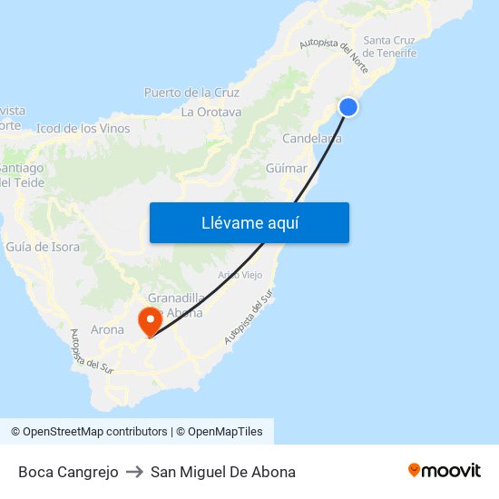 Boca Cangrejo to San Miguel De Abona map