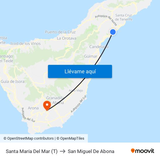 Santa María Del Mar (T) to San Miguel De Abona map