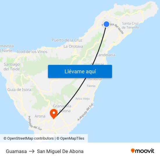 Guamasa to San Miguel De Abona map