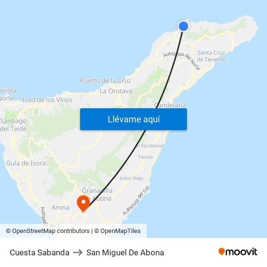 Cuesta Sabanda to San Miguel De Abona map