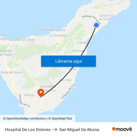 Hospital De Los Dolores to San Miguel De Abona map