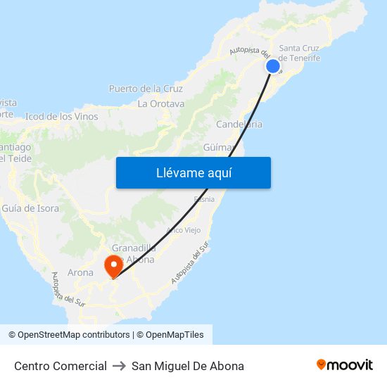 Centro Comercial to San Miguel De Abona map