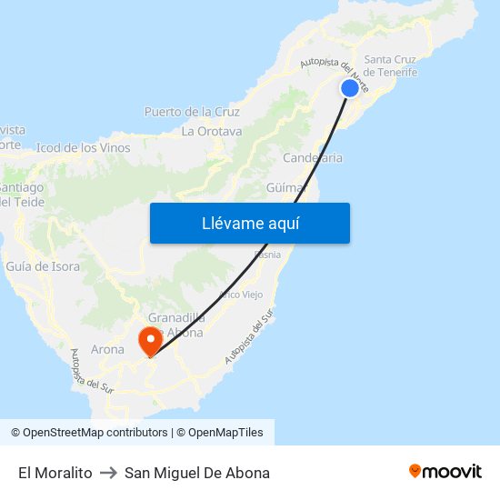 El Moralito to San Miguel De Abona map