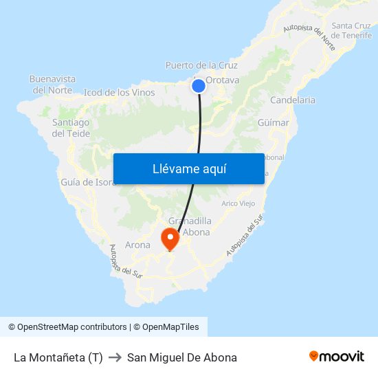 La Montañeta (T) to San Miguel De Abona map