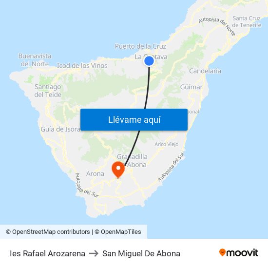 Ies Rafael Arozarena to San Miguel De Abona map