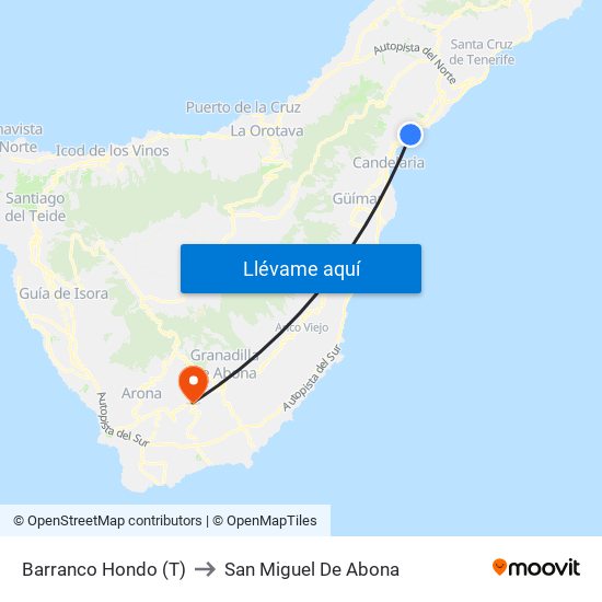 Barranco Hondo (T) to San Miguel De Abona map