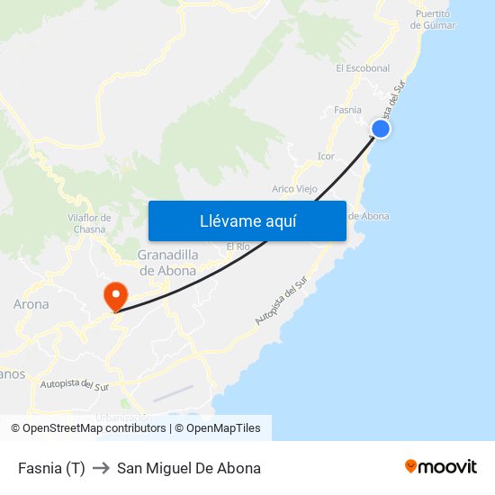 Fasnia (T) to San Miguel De Abona map