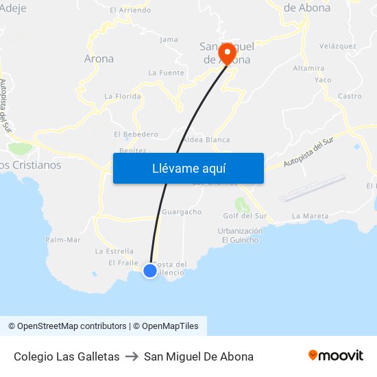 Colegio Las Galletas to San Miguel De Abona map
