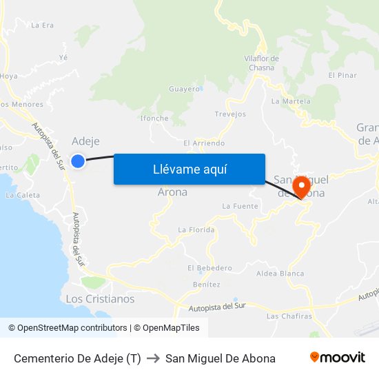 Cementerio De Adeje (T) to San Miguel De Abona map