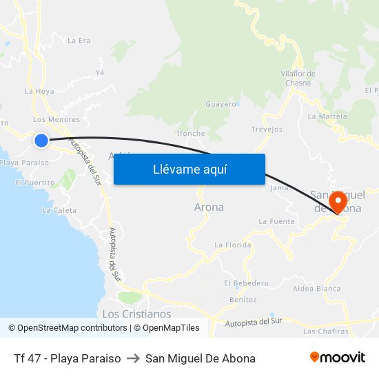 Tf 47 - Playa Paraiso to San Miguel De Abona map