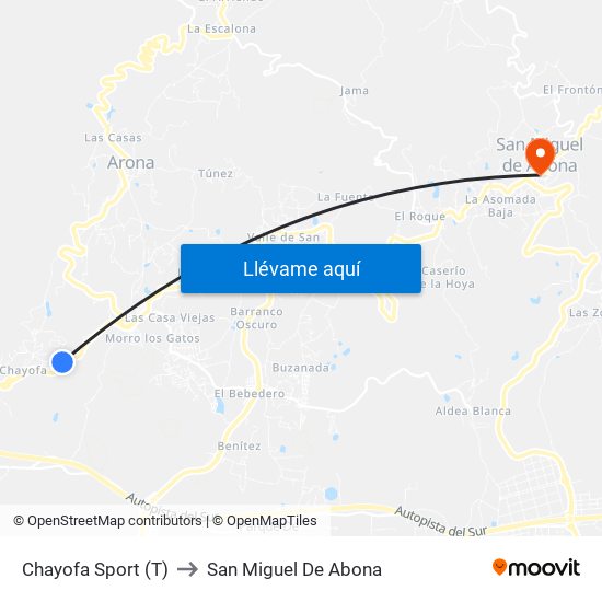 Chayofa Sport (T) to San Miguel De Abona map