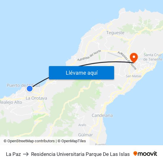 La Paz to Residencia Universitaria Parque De Las Islas map