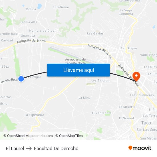El Laurel to Facultad De Derecho map