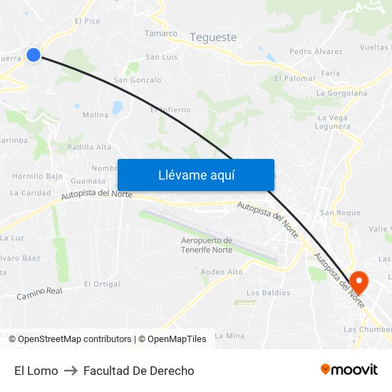 El Lomo to Facultad De Derecho map