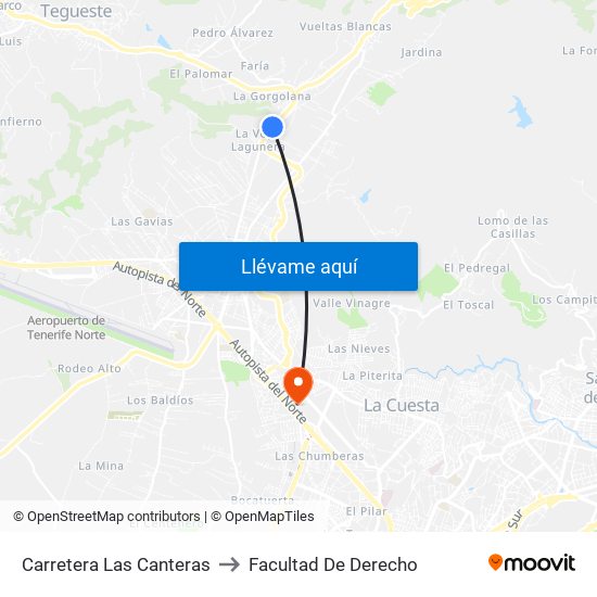 Carretera Las Canteras to Facultad De Derecho map