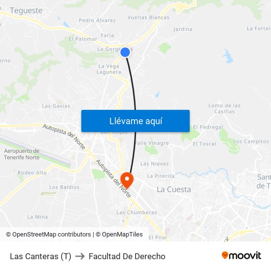 Las Canteras (T) to Facultad De Derecho map