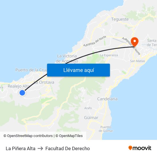 La Piñera Alta to Facultad De Derecho map