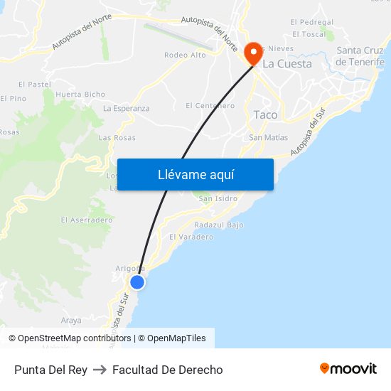 Punta Del Rey to Facultad De Derecho map
