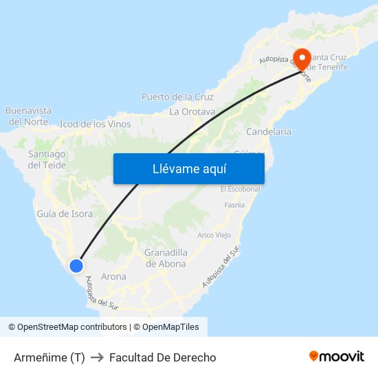 Armeñime (T) to Facultad De Derecho map