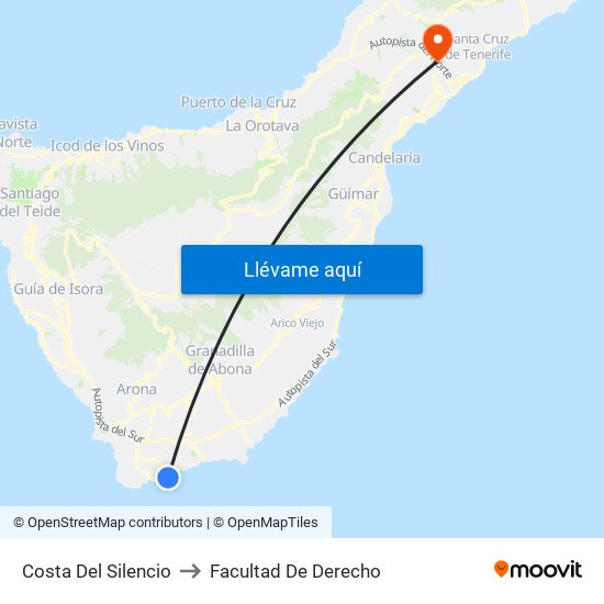 Costa Del Silencio to Facultad De Derecho map
