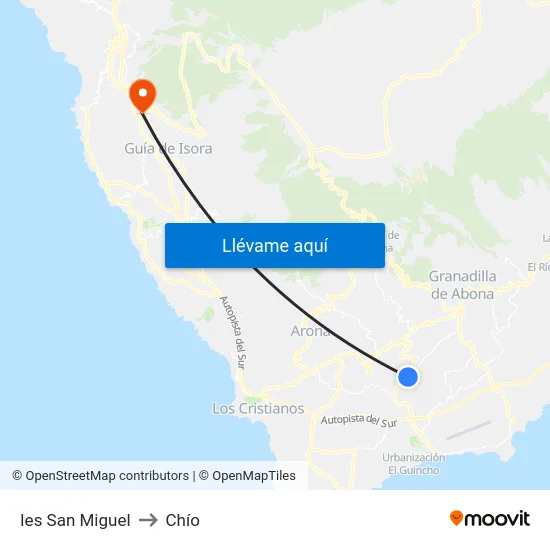 Ies San Miguel to Chío map