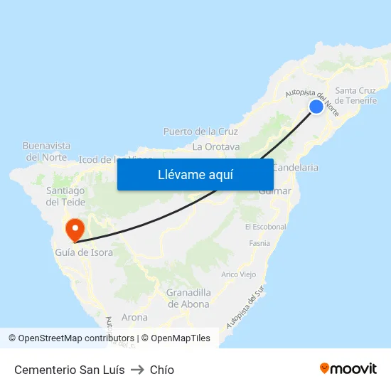 Cementerio San Luís to Chío map