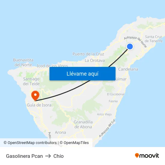 Gasolinera Pcan to Chío map
