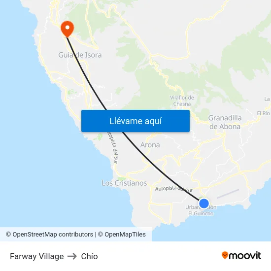 Farway Village to Chío map