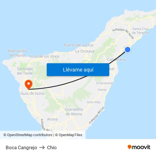 Boca Cangrejo to Chío map